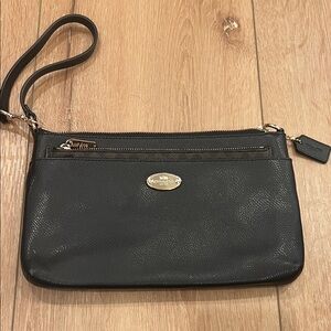 Coach Black Leather Wristlet